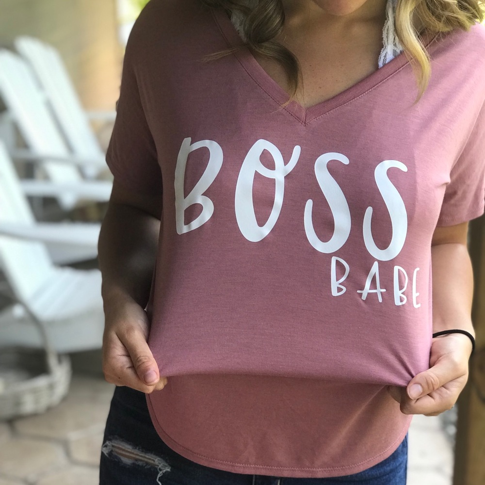 Boss Babe Flowy V-Neck Tee - Picture 5 of 6